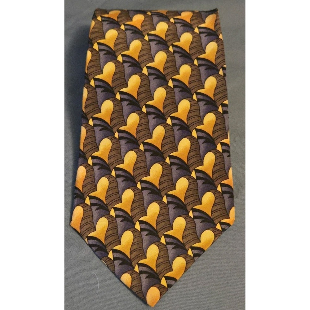 Marshall Field's Chicago Collection Blue Gold Men's‎ Silk Necktie 58"x4"